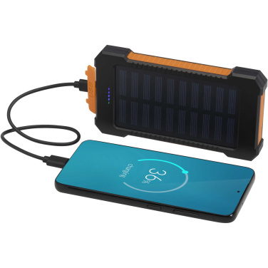 Logotrade advertising product picture of: Altair 5000 mAh 10W recycled plastic rugged solar power bank with built-in torch