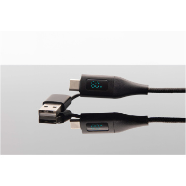 Logo trade promotional giveaways picture of: SCX.design C51 60W 5-in-1 rPET fast charging cable with display
