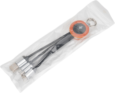 Logotrade promotional merchandise picture of: 4-in-1 cable with elighted logo in a wooden casing