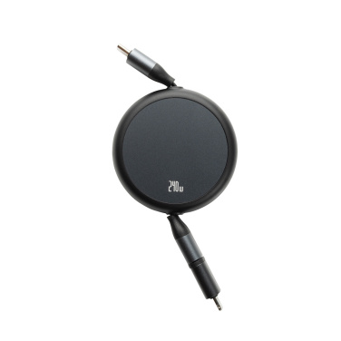 Logotrade promotional product image of: Terra RCS recycled aluminium retractable 240W 2-in-1 cable