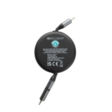 Logotrade promotional gift picture of: Terra RCS recycled aluminium retractable 240W 2-in-1 cable