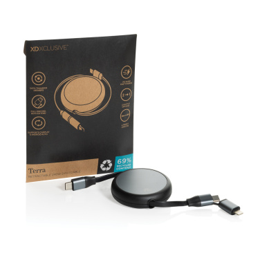 Logotrade promotional merchandise photo of: Terra RCS recycled aluminium retractable 240W 2-in-1 cable