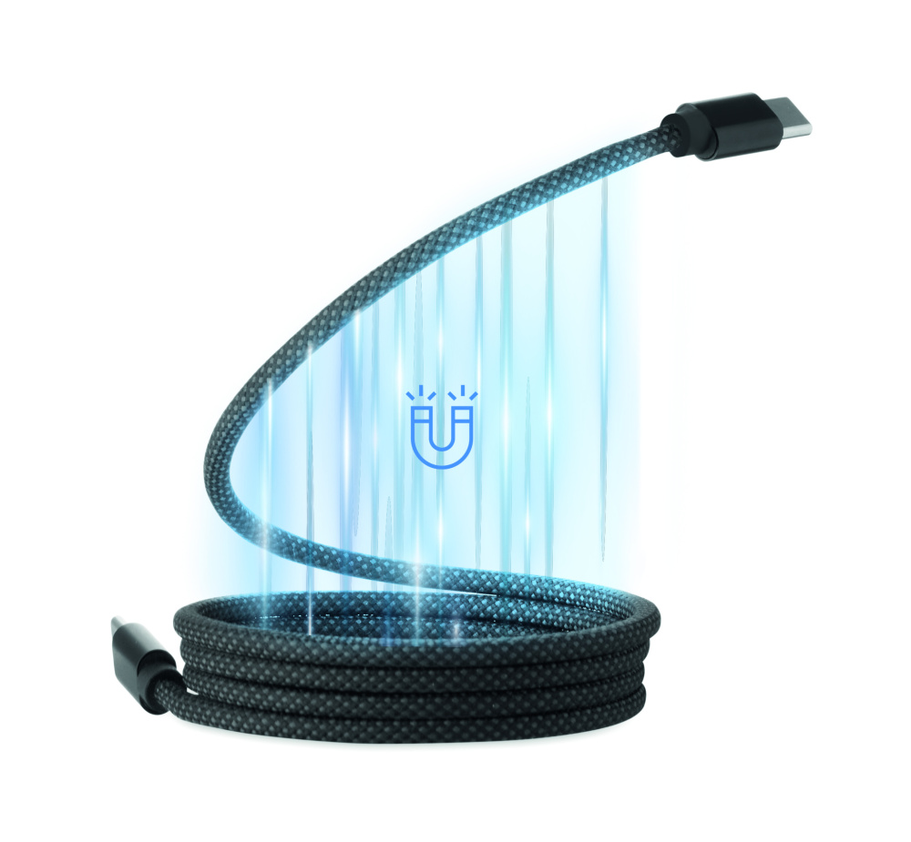 Logo trade promotional merchandise picture of: Braided magnetic cable in RPET