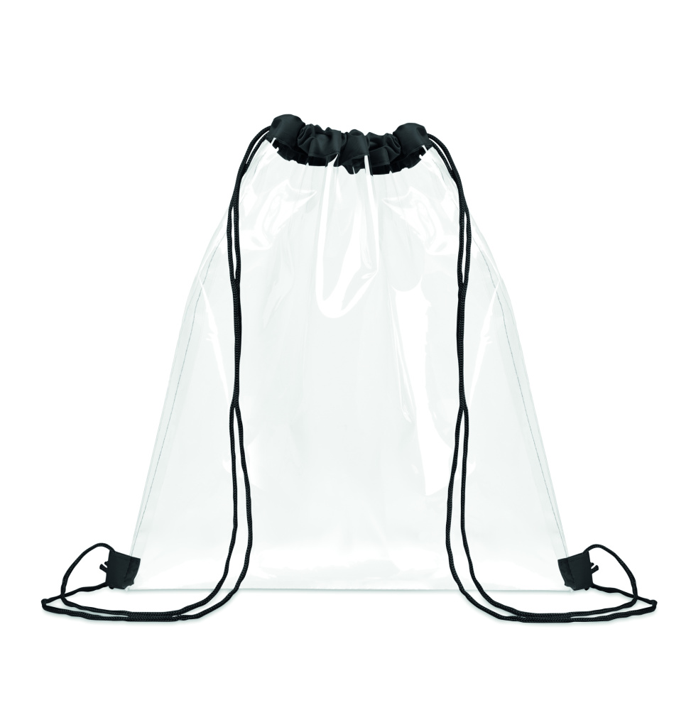 Logo trade promotional giveaways image of: Transparent drawstring bag