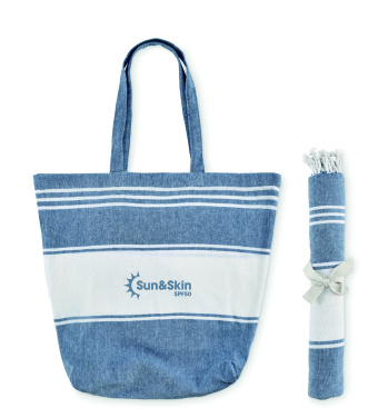 Logo trade promotional giveaways image of: Beach bag with hammam towel