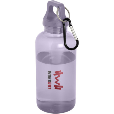 Logotrade promotional product image of: Oregon 400 ml RCS certified recycled plastic water bottle with carabiner