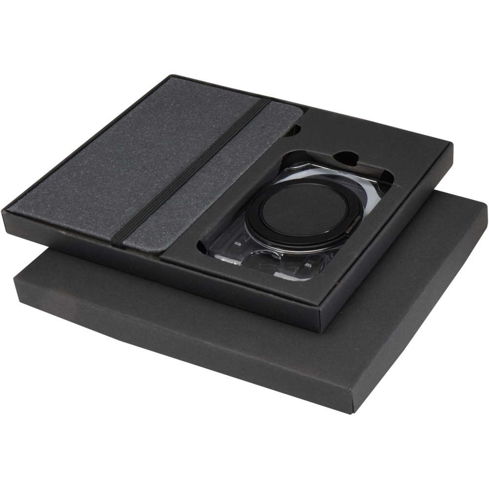 Logotrade advertising product image of: Kern A6 hard cover notebook and MagSafe wallet gift set