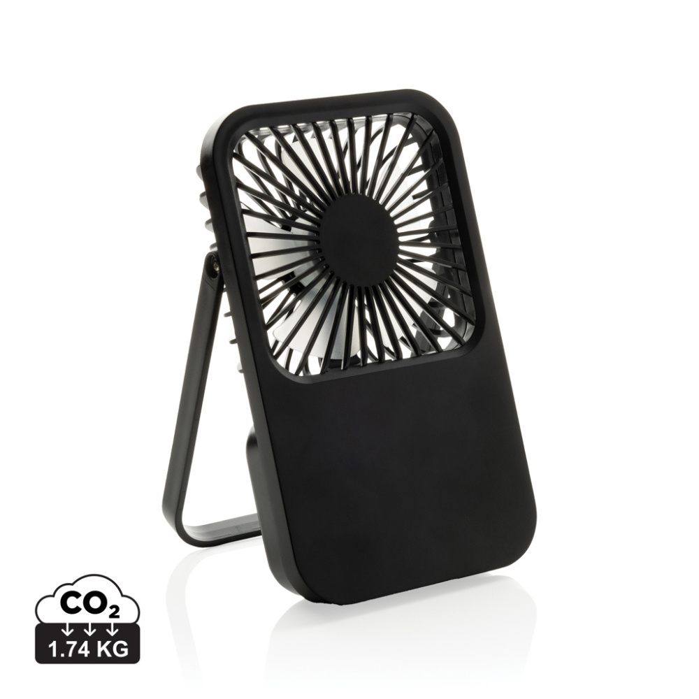 Logo trade promotional items picture of: Aervina RCS recycled plastic re-chargeable desk fan