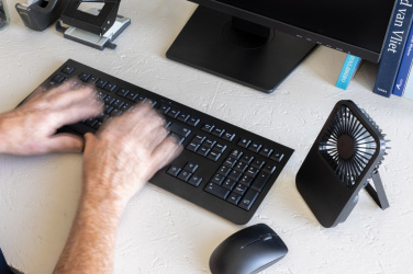 Logotrade promotional item picture of: Aervina RCS recycled plastic re-chargeable desk fan