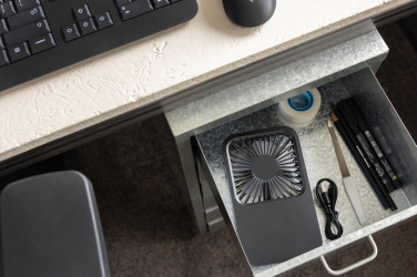 Logotrade promotional merchandise picture of: Aervina RCS recycled plastic re-chargeable desk fan