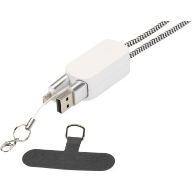 Logotrade promotional giveaway image of: Anser recycled plastic smartphone lanyard with 27W 5-in-1 built-in cable