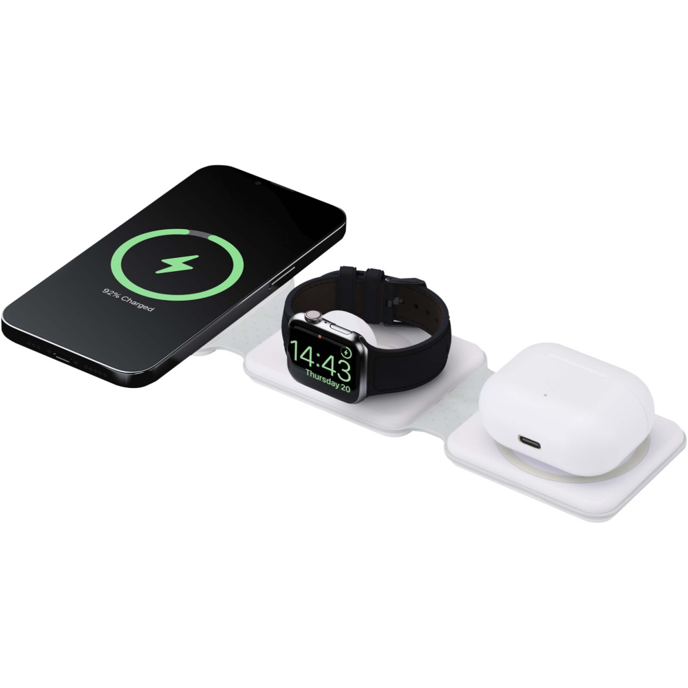 Logo trade business gift photo of: Armus 3-in-1 15W recycled plastic foldable wireless charger
