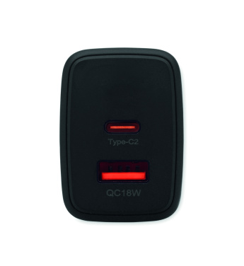 Logo trade corporate gifts picture of: EU 2-pole wall adapter/charger