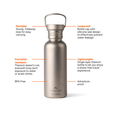 Logo trade corporate gift photo of: Nordic Drift Trail Ultra Light Titanium 600ml Water Bottle