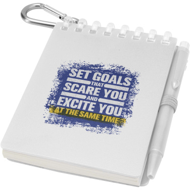 Logo trade promotional giveaway photo of: Lig Mini recycled outdoor soft cover notebook and ballpoint pen set (black ink)