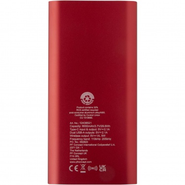 Logotrade ärikingid pilt: Juice 8000 mAh Type-C taaskasutatud alumiiniumist juhtmevaba toitepank