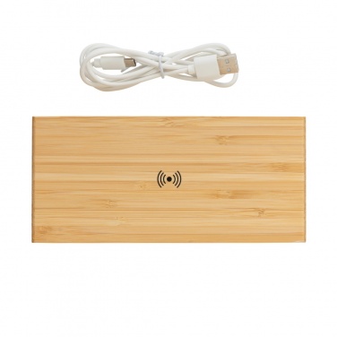 Logo trade ärikingituse pilt: Bambusest äratuskell 5W juhtmevaba laadijaga