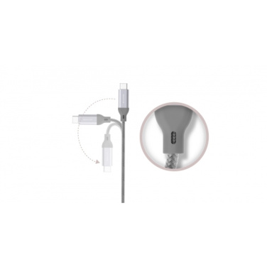 Logo trade meene pilt: Nailonist andmeedastuskaabel LK30 Type - C Quick Charge 3.0