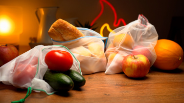 Logo trade reklaamtoote pilt: Võrgust toidusäilituskotid, komplektis 3 kotti MIAMI