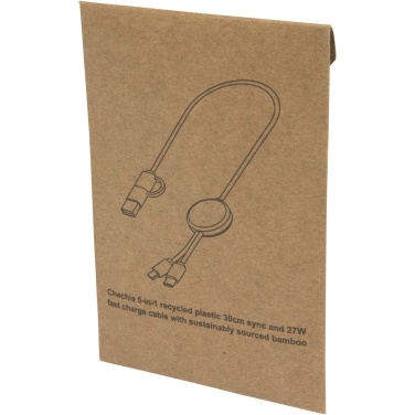 Logo trade firmakingituse pilt: Chechia viis-ühes taaskasutatud plastist kiirlaadimiskaabel bambusdetailidega