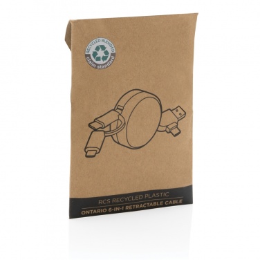 Logo trade mainoslahja kuva: RCS Ontario 6-in-1 sisäänvetäytyvä kaapeli