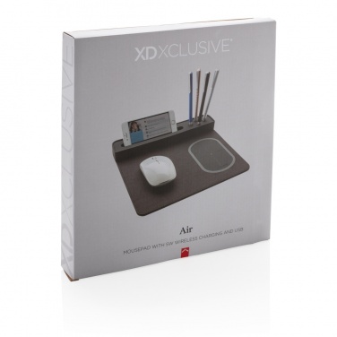 Logotrade mainostuote tuotekuva: Air-hiirimatto, jossa 5 W:n langaton lataus ja USB