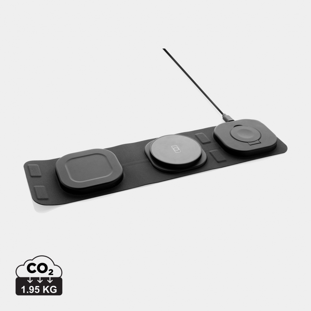 Logo trade liikelahjat tuotekuva: Swiss Peak RCS rplastic 3-in-1 langaton 15W matkalaturi