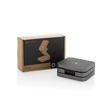 Logo trade mainoslahja ja liikelahja tuotekuva: Terra 3in1 15W taitettava virtapankki RCS kierrätysalumiinia