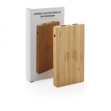 Logotrade mainoslahja tuotekuva: Bamboo 4000 mAh:n langaton 5W varavirtalähde