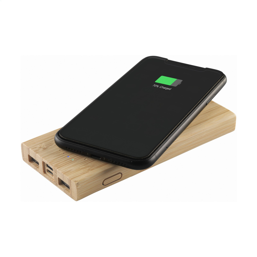 Logotrade mainoslahjat kuva: Bamboo 8000 Wireless Powerbank langaton laturi