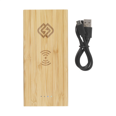 Logotrade liikelahja mainoslahja kuva: Bamboo 8000 Wireless Powerbank langaton laturi