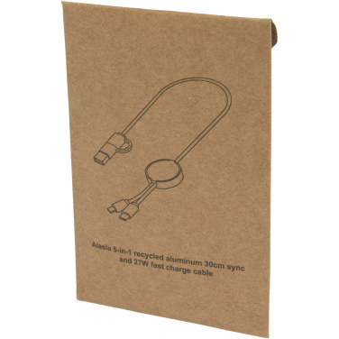 Logo trade mainostuotet tuotekuva: Alasia kierrätysalumiininen ja -muovinen 30 cm:n ja 27 W:n datasynkronoiva 5-in-1-pikalatauskaapeli