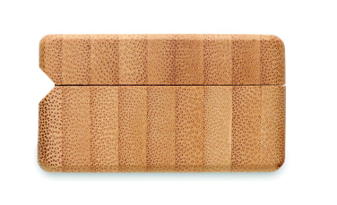 Logo trade mainoslahja kuva: TWS-kuulokkeet bambukotelossa