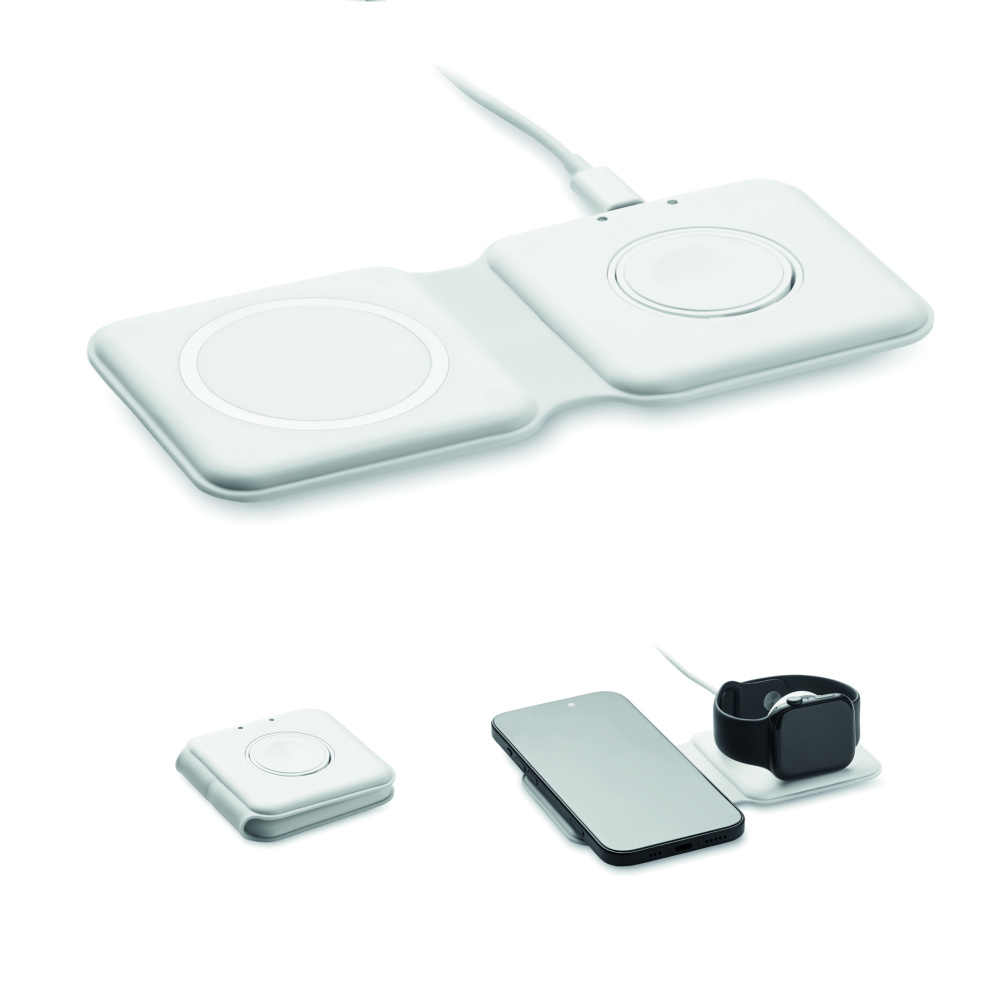 Logotrade mainoslahjat kuva: 2 in 1 taitettava laturi 15W