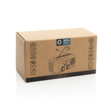 Logo trade mainoslahjat tuotekuva: RescueWave hätätilaradio, valmistettu RCS-kierrätysmuovista.