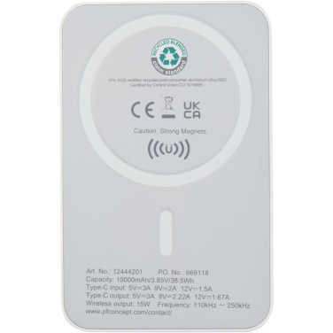 Logotrade liikelahjat kuva: Acrab 10 000 mAh:n ja 15 W:n magneettinen langaton varavirtalähde, jossa 20 W:n PD – valmistettu kierrätetystä muovista