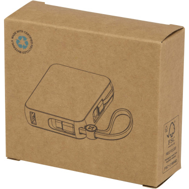 Logo trade liikelahjat tuotekuva: Acrux 10 000 mAh:n ja 35 W:n tablettivirtalähde, jossa sisäänrakennettu Type-C-kaapeli – valmistettu kierrätetystä muovista