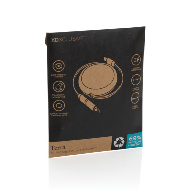 Logo trade mainoslahja kuva: Terra RCS 240W kierrätysalumiini 2 in 1 vetokaapeli