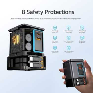 Logotrade biznesa dāvanas foto: Urban Vitamin Sacramento 105W GAN lādētājs+ievelkami kabeļi