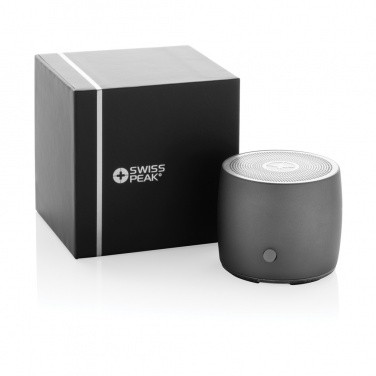 Лого трейд бизнес-подарки фото: Низкочастотный динамик Swiss Peak RCS из переработанного алюминия мощностью 3 Вт