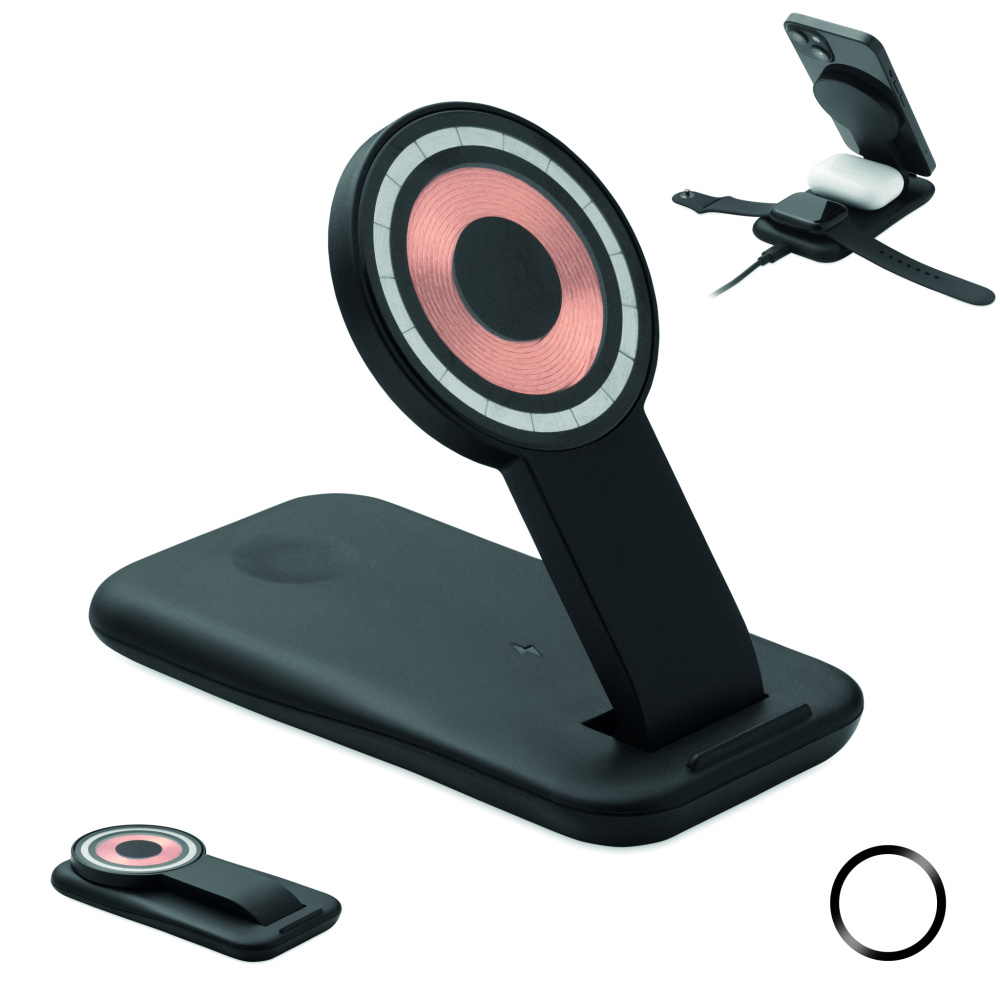 Лого трейд pекламные подарки фото: 3 in 1 wireless charger 15W