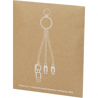 Logotrade presentreklam bild: Tecta 6-i-1-laddningssladd i återvunnen plast/bambu med nyckelring 