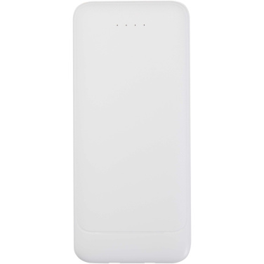 Logotrade profilreklam bild: Adhil 10 000 mAh 10 W powerbank av återvunnen plast med två inbyggda kablar